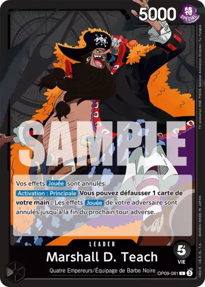 Carte One Piece Marshall D.Teach V1 OP09-081 L Les Nouveaux Empereurs Neuf FR LorenZone