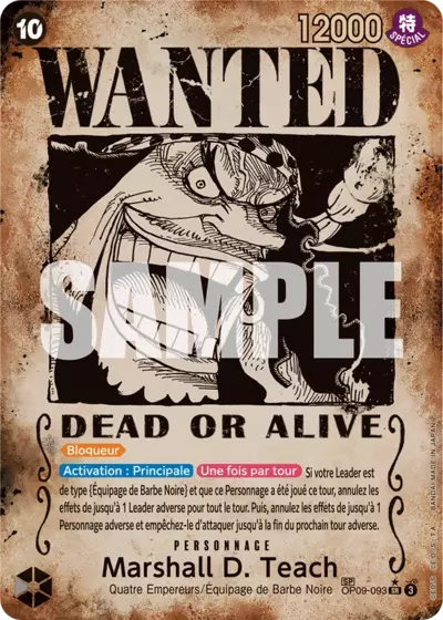 Carte One Piece Marshall D.Teach Wanted OP09-093 SR Les Nouveaux Empereurs Neuf FR LorenZone