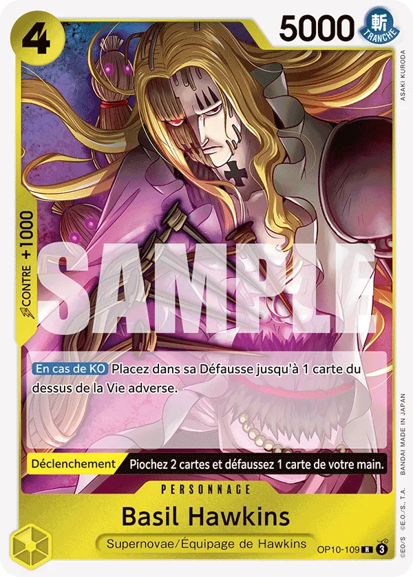 Carte One Piece Basil Hawkins - FR OP10-109 R Sang Royal Neuf FR LorenZone