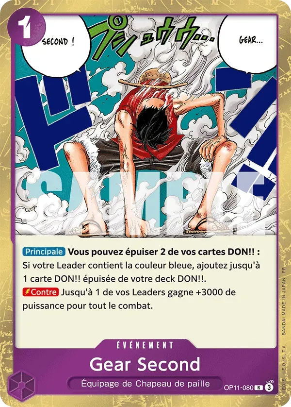 Carte One Piece Gear Second V1 - FR OP11-080 R Des Poings Vifs Comme l'Éclair Neuf FR LorenZone