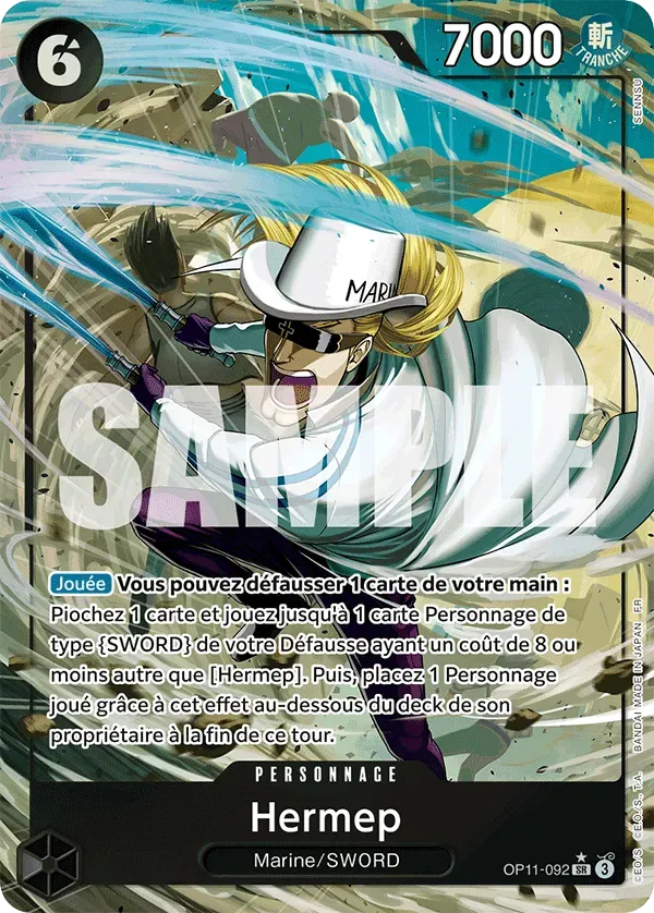 Carte One Piece Helmeppo V2 - FR OP11-092 SR-P Des Poings Vifs Comme l'Éclair Neuf FR LorenZone