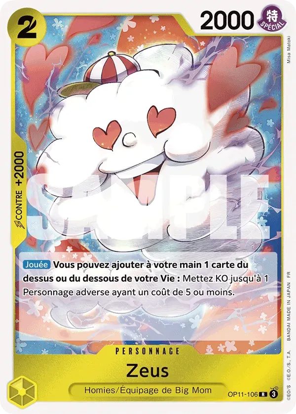 Carte One Piece Zeus V1 - FR OP11-106 R Des Poings Vifs Comme l'Éclair Neuf FR LorenZone