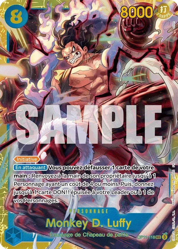 Carte One Piece Monkey D. Luffy V1 - FR OP11-118 SEC Des Poings Vifs Comme l'Éclair Neuf FR LorenZone