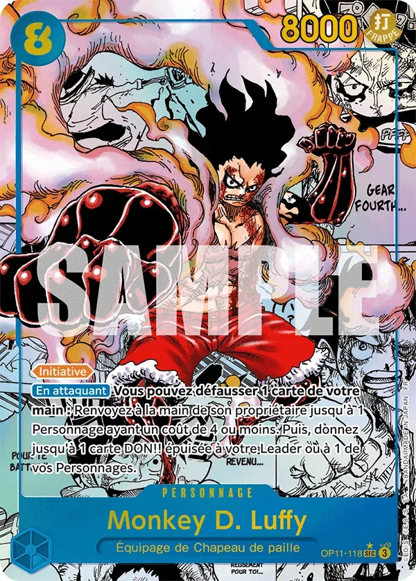 Carte One Piece Monkey D. Luffy V3 - FR OP11-118 SEC-M Des Poings Vifs Comme l'Éclair Neuf FR LorenZone