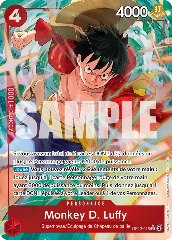 Carte One Piece Monkey D. Luffy V2 - FR OP12-015 SR-P L'héritage du Maître Neuf FR LorenZone