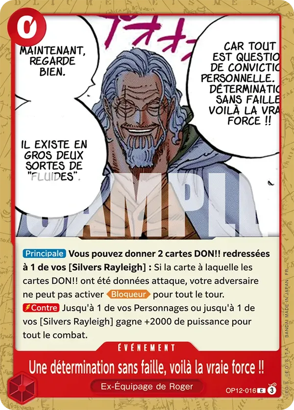 Carte One Piece Une détermination sans faille, voilà la vraie force !! - FR OP12-016 CO L'héritage du Maître Neuf FR LorenZone