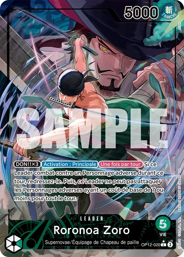 Carte One Piece Roronoa Zoro V2 - FR OP12-020 L-P L'héritage du Maître Neuf FR LorenZone