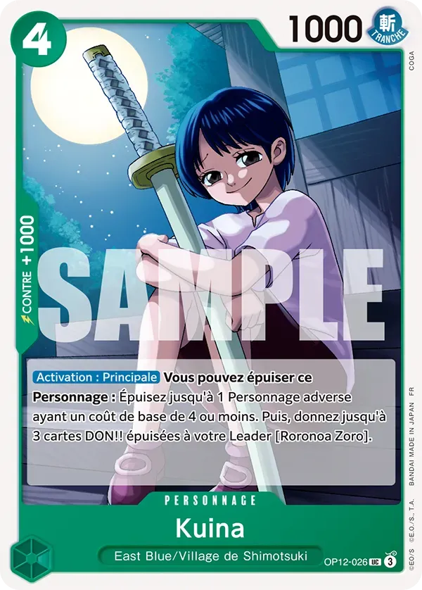 Carte One Piece Kuina - FR OP12-026 UC L'héritage du Maître Neuf FR LorenZone