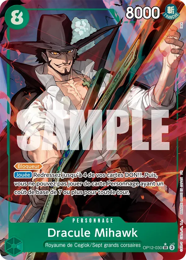 Carte One Piece Dracule Mihawk V2 - FR OP12-030 SR-P L'héritage du Maître Neuf FR LorenZone