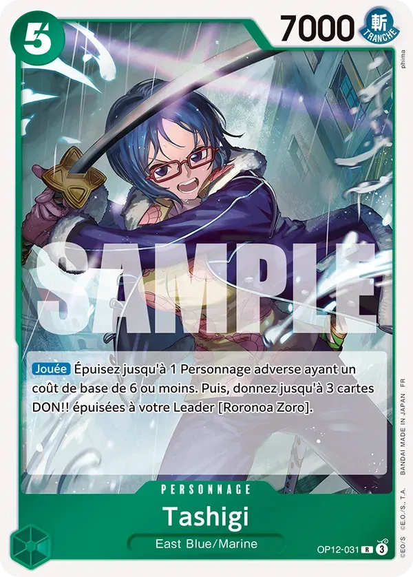 Carte One Piece Tashigi V1 - FR OP12-031 R L'héritage du Maître Neuf FR LorenZone