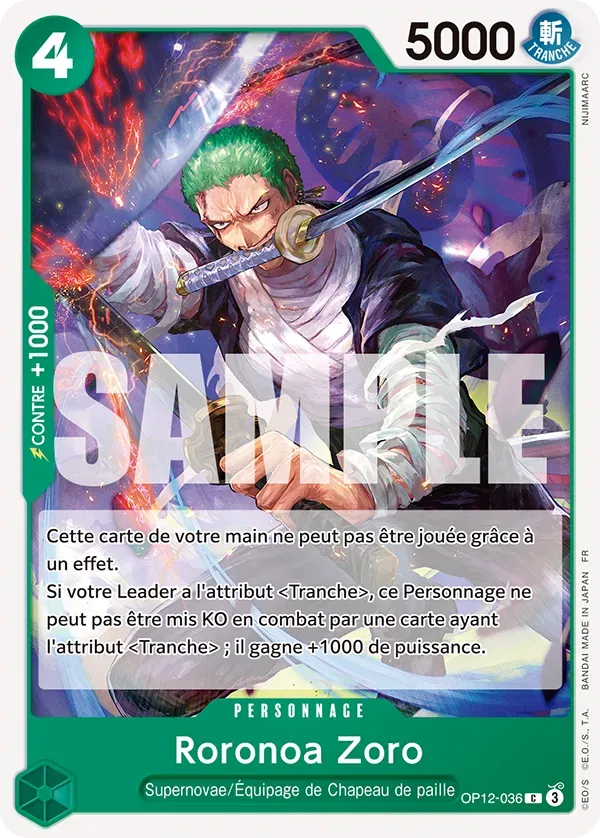 Carte One Piece Roronoa Zoro - FR OP12-036 CO L'héritage du Maître Neuf FR LorenZone