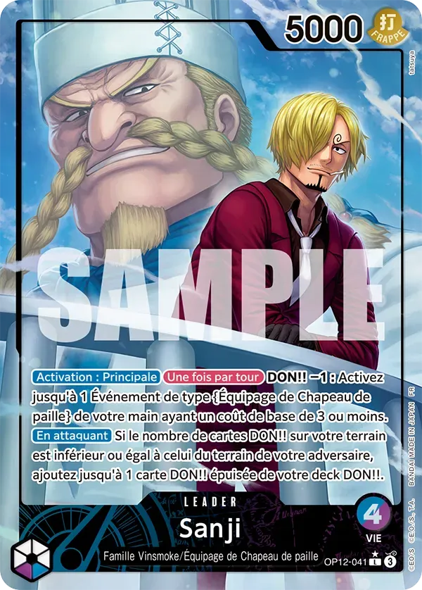 Carte One Piece Sanji V2 - FR OP12-041 L-P L'héritage du Maître Neuf FR LorenZone