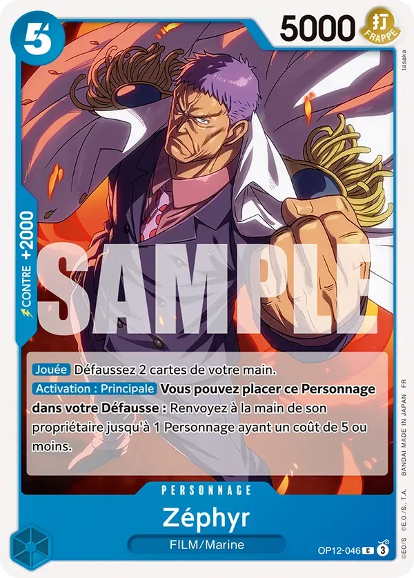 Carte One Piece Zéphyr - FR OP12-046 CO L'héritage du Maître Neuf FR LorenZone