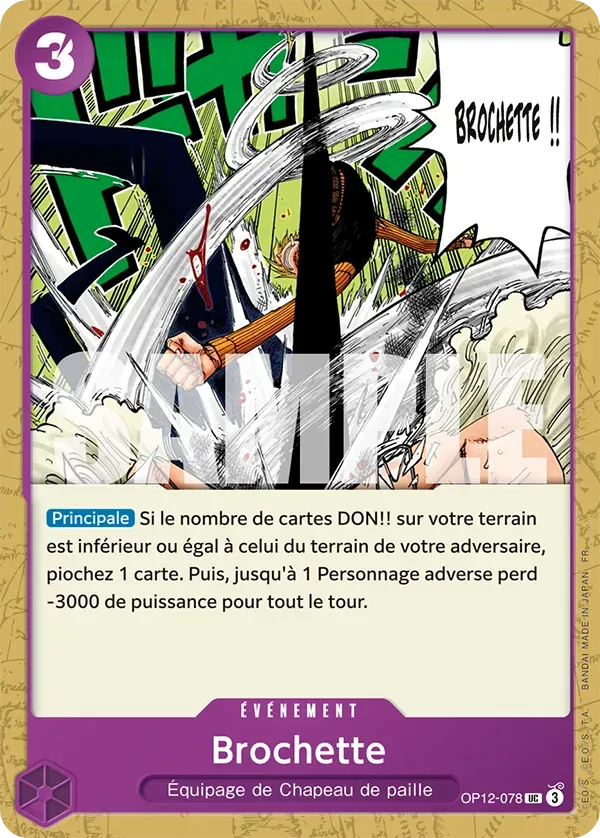 Carte One Piece Brochette - FR OP12-078 UC L'héritage du Maître Neuf FR LorenZone