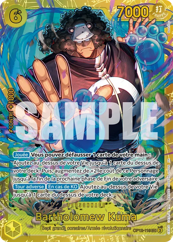 Carte One Piece Bartholomew Kuma V1 - FR OP12-119 SEC L'héritage du Maître Neuf FR LorenZone