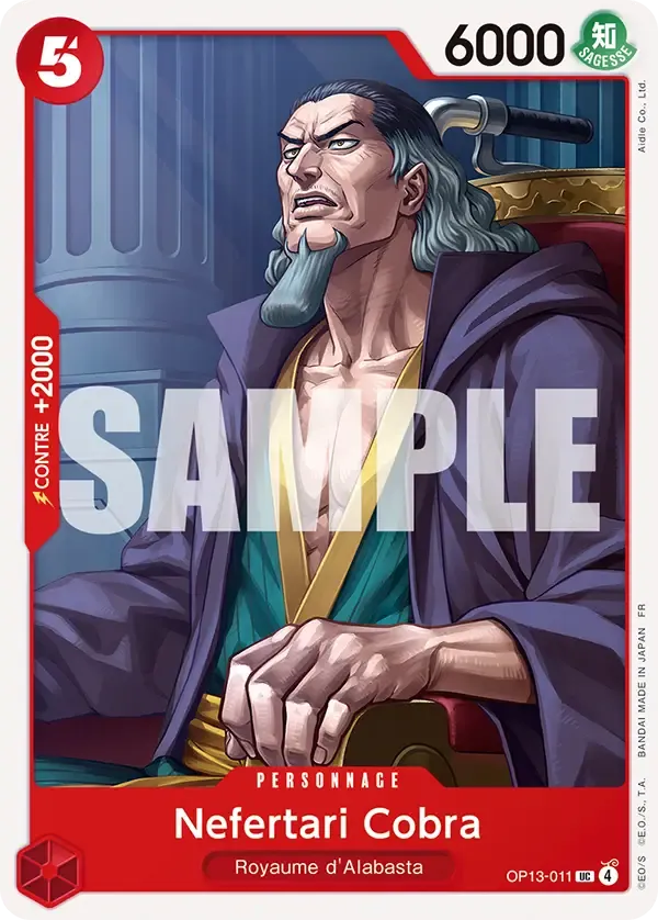 Carte One Piece Nefertari Cobra - FR OP13-011 UC Successeurs Neuf FR LorenZone