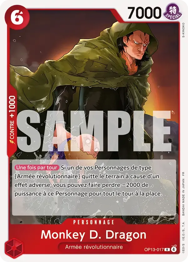 Carte One Piece Monkey D. Dragon - FR OP13-017 R Successeurs Neuf FR LorenZone