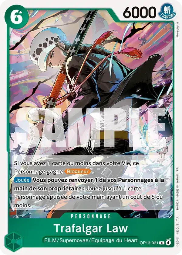 Carte One Piece Trafalgar Law - FR OP13-031 R Successeurs Neuf FR LorenZone