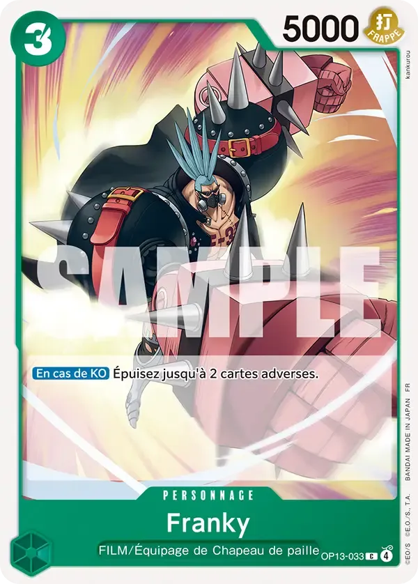 Carte One Piece Franky - FR OP13-033 CO Successeurs Neuf FR LorenZone