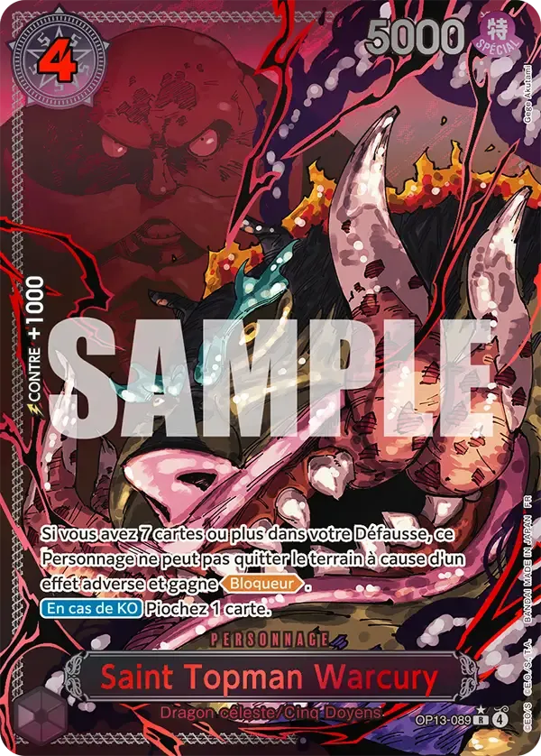 Carte One Piece Saint Topman Warcury V3 - FR OP13-089 R-SPE Successeurs Neuf FR LorenZone