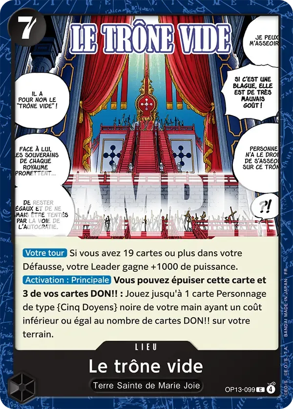 Carte One Piece Le trône vide - FR OP13-099 CO Successeurs Neuf FR LorenZone