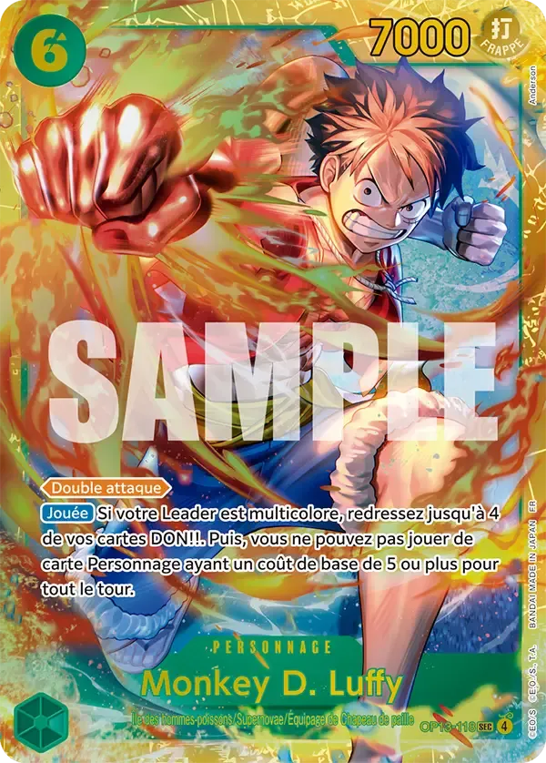 Carte One Piece Monkey D. Luffy V1 - FR OP13-118 SEC Successeurs Neuf FR LorenZone
