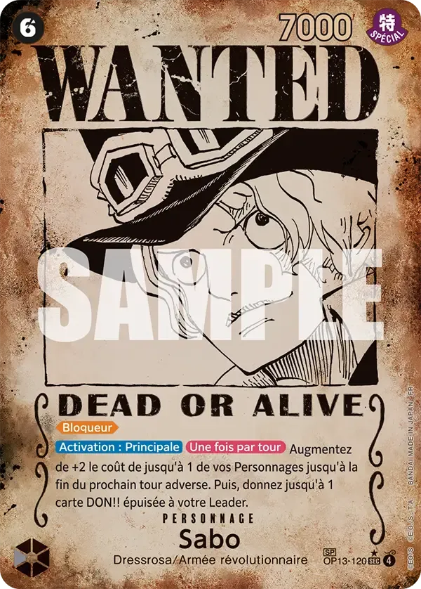 Carte One Piece Sabo V5 - FR OP13-120 SPE Successeurs Neuf FR LorenZone