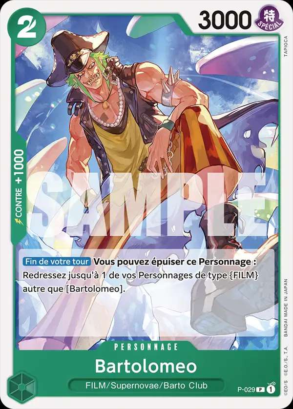 Carte One Piece Bartolomeo V1 P-029 P The Best Neuf FR LorenZone