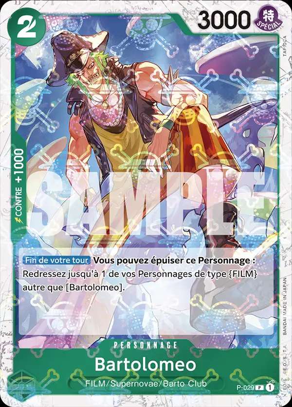 Carte One Piece Bartolomeo V2 P-029 P The Best Neuf FR LorenZone