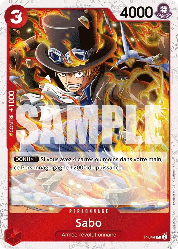 Carte One Piece Sabo V2 - PRB02 - FR P-044 Promo Foil The Best Vol.2 Neuf FR LorenZone