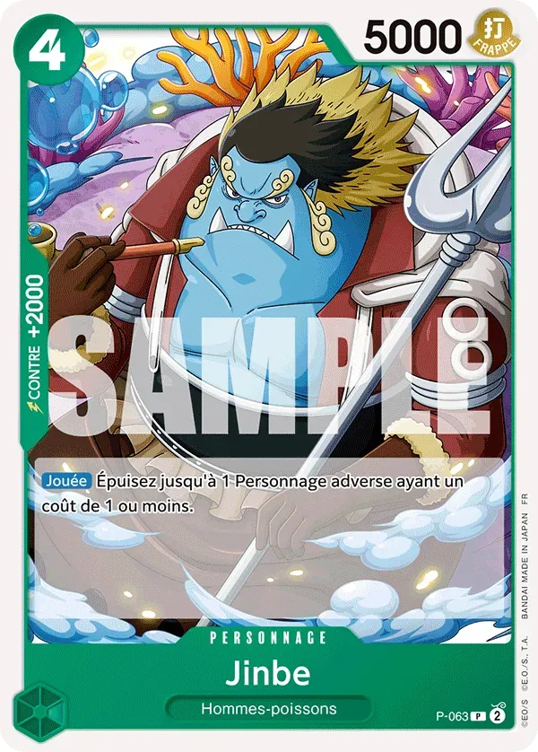 Carte One Piece Jinbe V1 - PRB02 - FR P-063 Promo The Best Vol.2 Neuf FR LorenZone