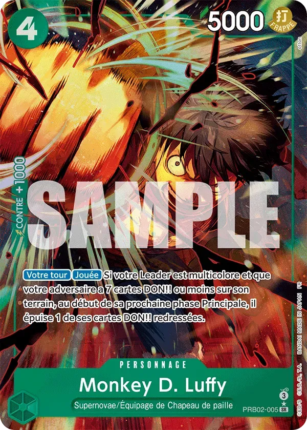 Carte One Piece Monkey D. Luffy V2 - PRB02 - FR PRB02-005 Super Rare Parallèle The Best Vol.2 Neuf FR LorenZone