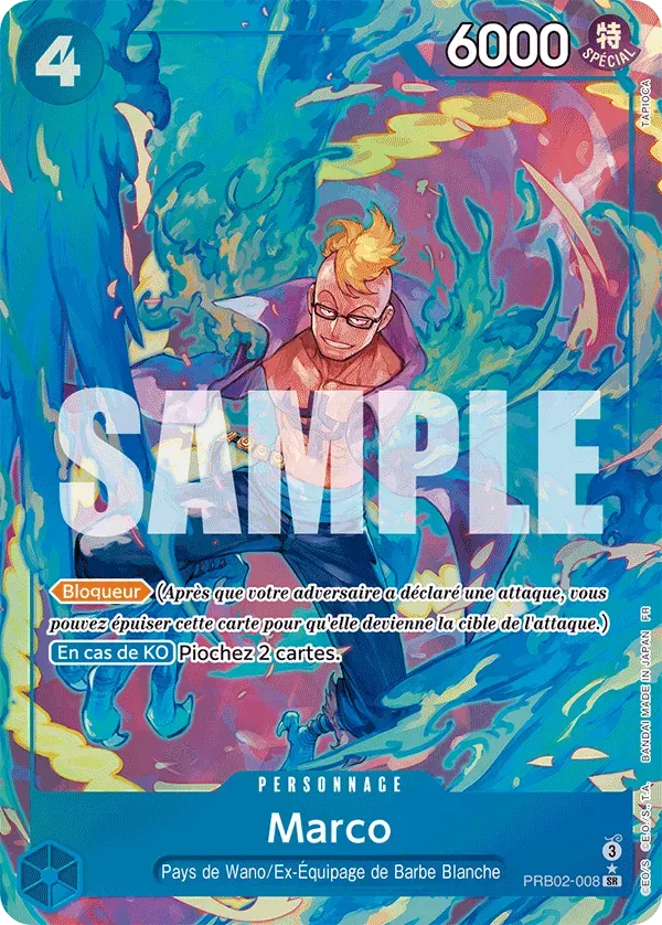 Carte One Piece Marco V2 - PRB02 - FR PRB02-008 Super Rare Parallèle The Best Vol.2 Neuf FR LorenZone