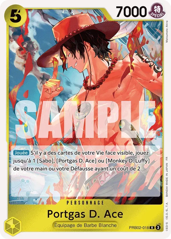Carte One Piece Portgas D. Ace V1 - PRB02 - FR PRB02-018 Rare The Best Vol.2 Neuf FR LorenZone