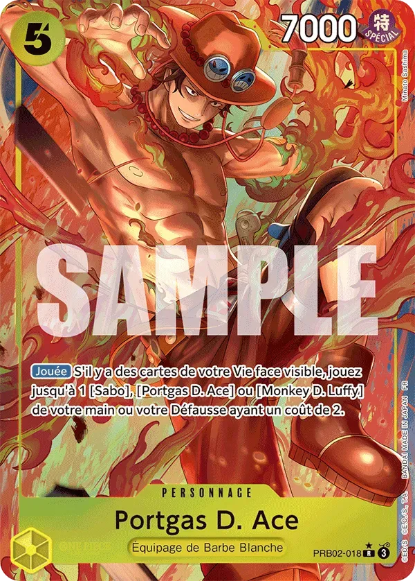 Carte One Piece Portgas D. Ace V2 - PRB02 - FR PRB02-018 Rare Parallèle The Best Vol.2 Neuf FR LorenZone