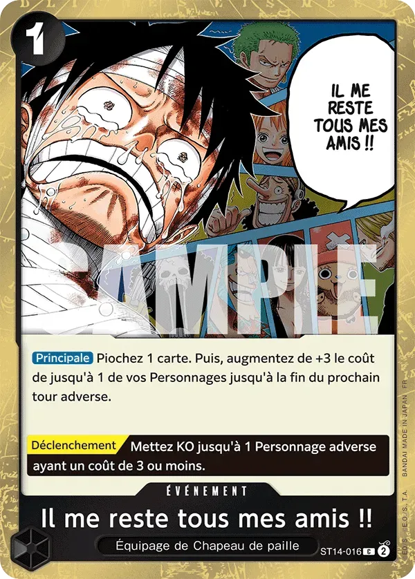 Carte One Piece Il me reste tous mes amis !! V2 - PRB02 - FR ST14-016 Commune Foil The Best Vol.2 Neuf FR LorenZone