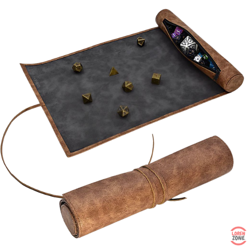 Tapis de lancer de dés et sac de rangement 2 en 1 en simili cuir marron, idéal pour jeux de rôle et jeux de société, modèle Ultra Pro Dice Scroll