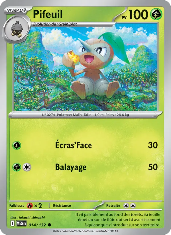 Carte Pokemon 014/132 Pifeuil Reverse | LorenZone