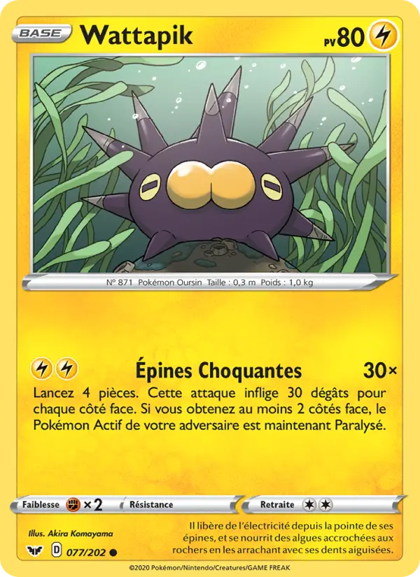 077/202 - Wattapik – Épée et Bouclier (Carte Pokémon FR à petit prix, à l’unité sur Lorenzone.fr)
