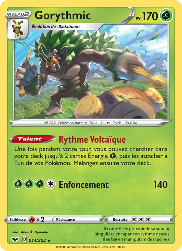 014/202 - Gorythmic – Épée et Bouclier (Carte Pokémon FR à petit prix, à l’unité sur Lorenzone.fr)
