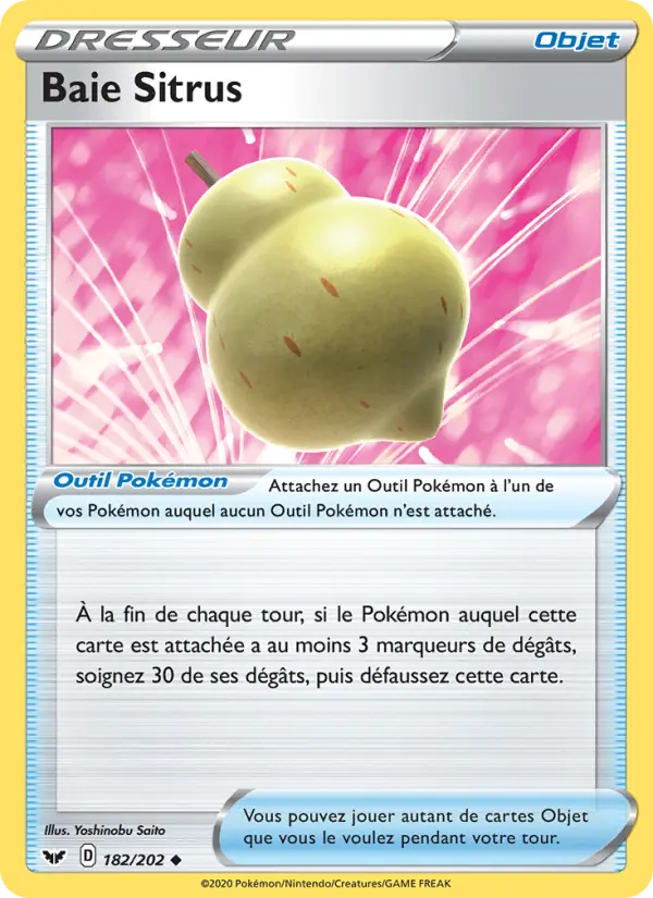 182/202 - Baie Sitrus – Épée et Bouclier (Carte Pokémon FR à petit prix, à l’unité sur Lorenzone.fr)