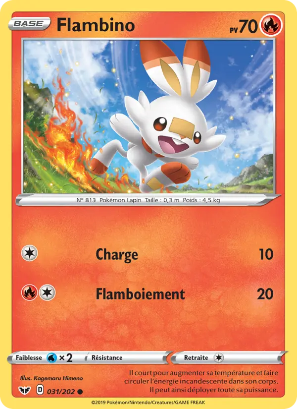 031/202 - Flambino – Épée et Bouclier (Carte Pokémon FR à petit prix, à l’unité sur Lorenzone.fr)