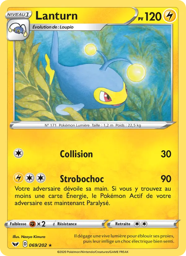 069/202 - Lanturn – Épée et Bouclier (Carte Pokémon FR à petit prix, à l’unité sur Lorenzone.fr)