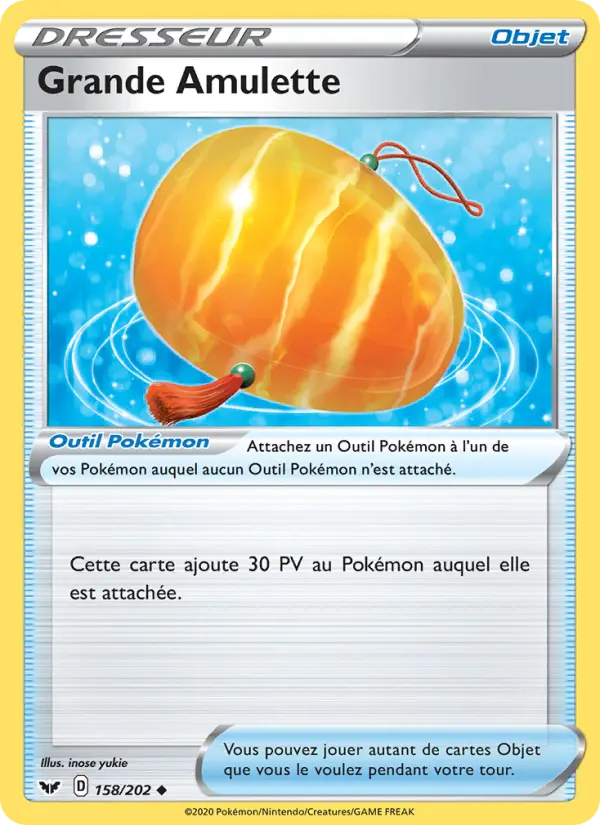 158/202 - Grande Amulette – Épée et Bouclier (Carte Pokémon FR à petit prix, à l’unité sur Lorenzone.fr)