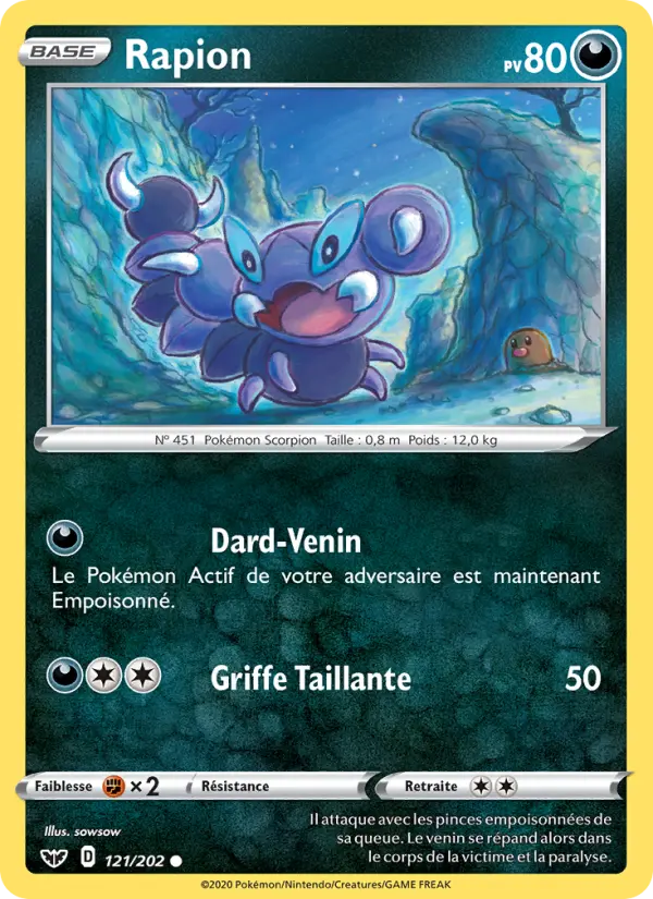 121/202 - Rapion – Épée et Bouclier (Carte Pokémon FR à petit prix, à l’unité sur Lorenzone.fr)
