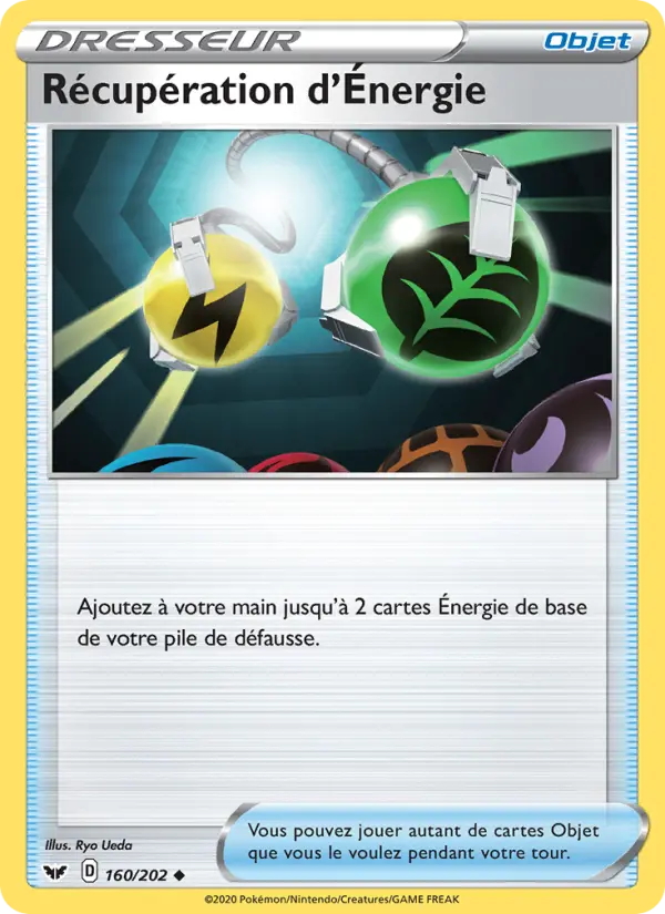 160/202 - Récupération d'Énergie – Épée et Bouclier (Carte Pokémon FR à petit prix, à l’unité sur Lorenzone.fr)