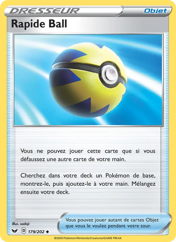 179/202 - Rapide Ball – Épée et Bouclier (Carte Pokémon FR à petit prix, à l’unité sur Lorenzone.fr)