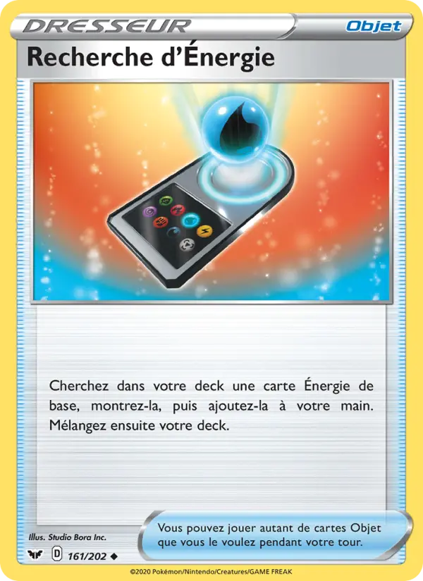 161/202 - Recherche d'Énergie – Épée et Bouclier (Carte Pokémon FR à petit prix, à l’unité sur Lorenzone.fr)