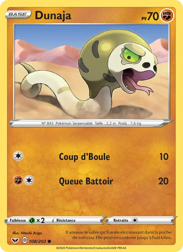 108/202 - Dunaja – Épée et Bouclier (Carte Pokémon FR à petit prix, à l’unité sur Lorenzone.fr)