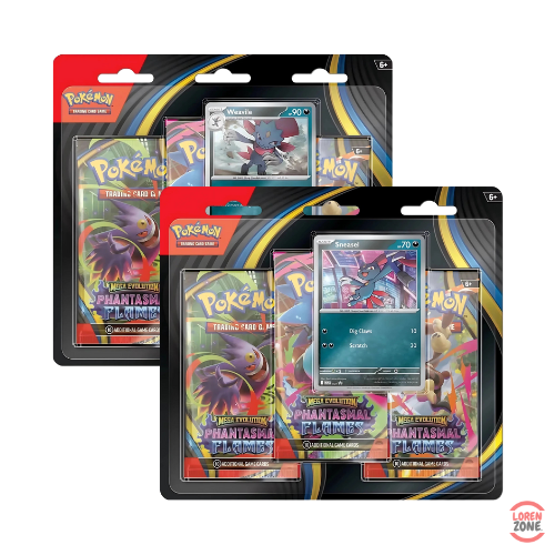 Tripack Pokémon Flammes Fantasmagoriques avec carte promo Vizirigriffe et Farfuret, 3 boosters